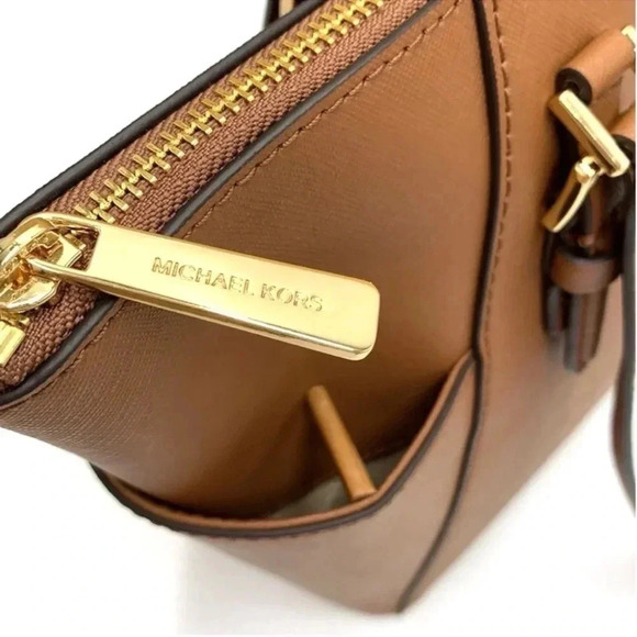 Michael Kors Large Charlotte Tote Bag Luggage Leather Luggage Brown - Picture 13 of 14